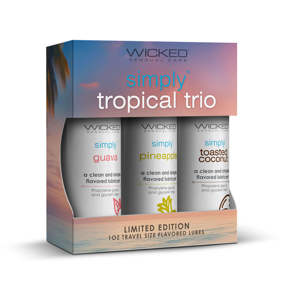 Wicked Simply Tropical Trio 3 x 30mL flavoured water based lubes set