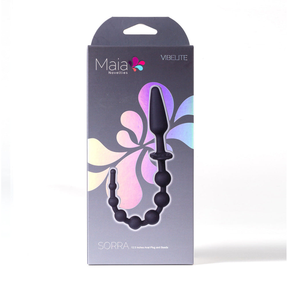 Maia Sorra anal plug with beads black silicone anal toy