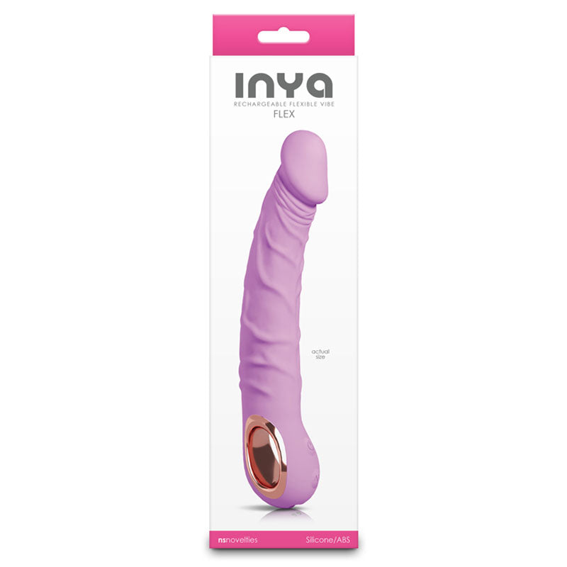 Bubblegum pink flexible silicone vibrator with rounded tip and simple single-button control; includes USB charging cable.