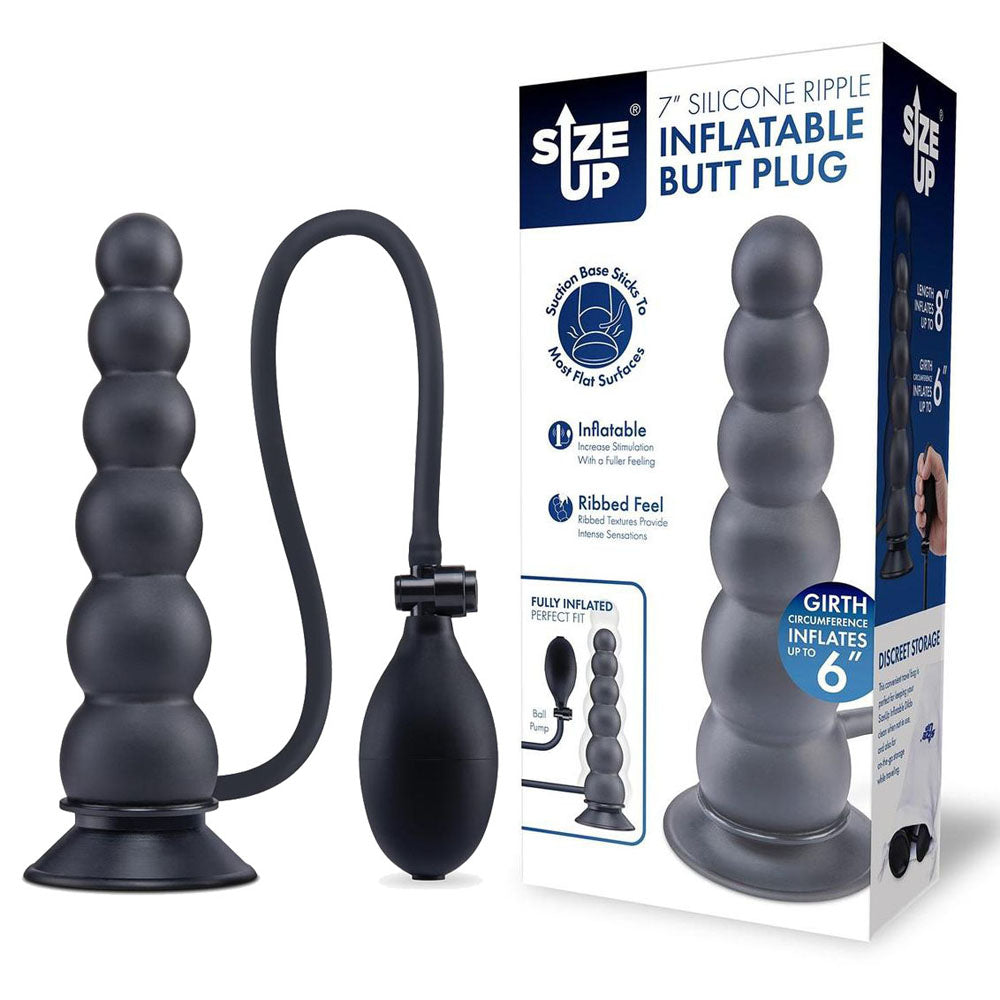 Size Up Ripple Inflatable Butt Plug Black