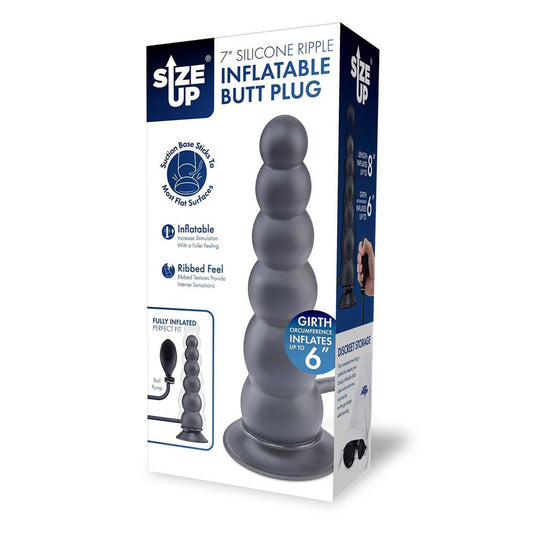 Size Up Ripple Inflatable Butt Plug Black